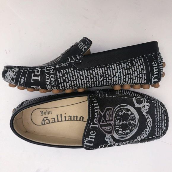 NEW Dior by John Galliano Newspaper Print Driving Loafers Size 3.5 US, 3… - Picture 10 of 16